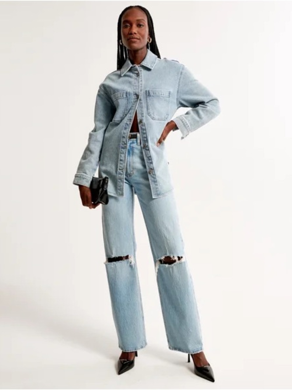 Abercrombie & Fitch The 90s Relaxed Jean HR Curve Love Medium Destroy Size 25|0S